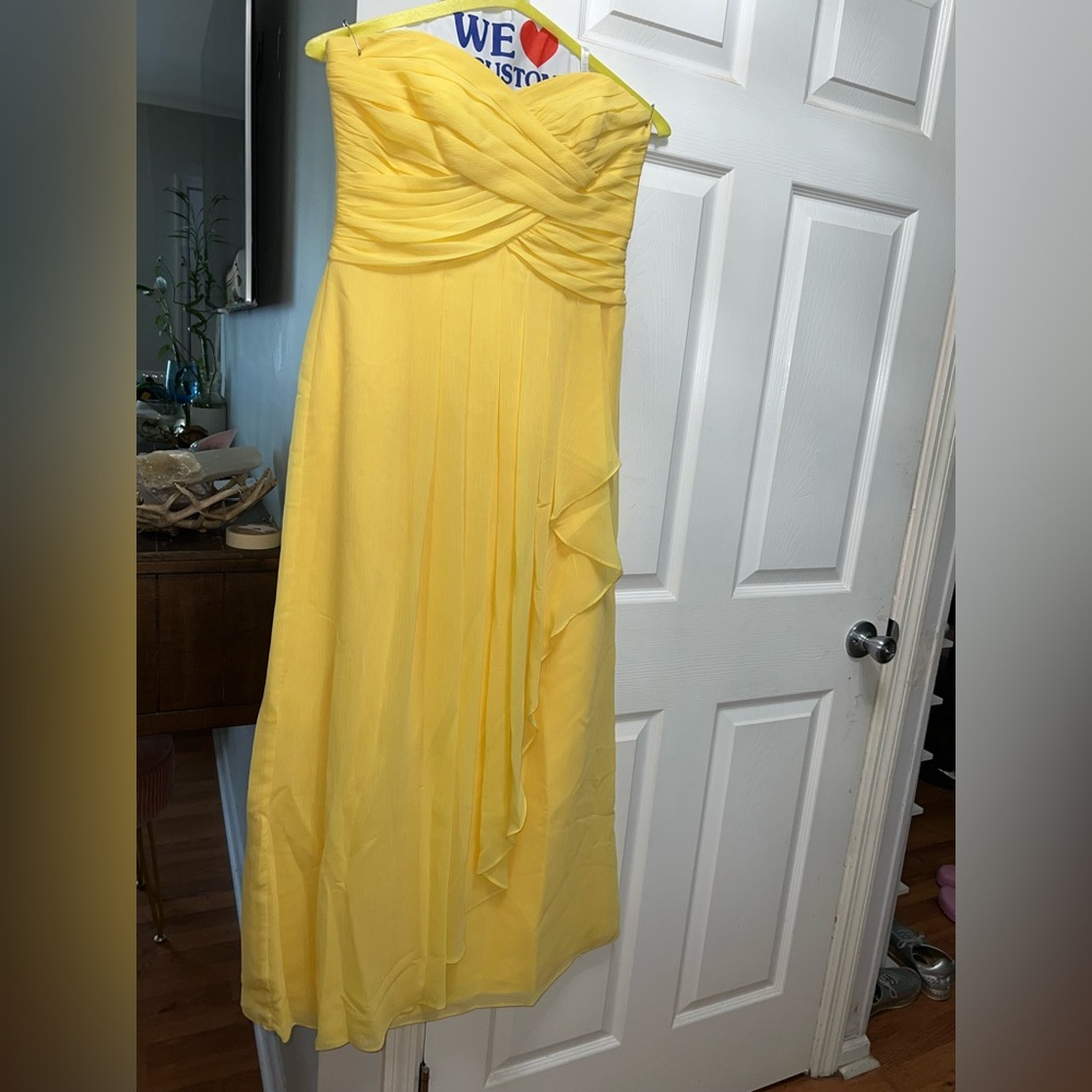 David's Bridal Strapless Yellow Dress